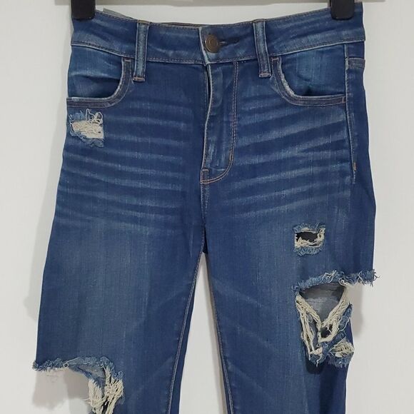 AMERICAN Eagle distressed super stretch X high rise jegging - Picture 2 of 8